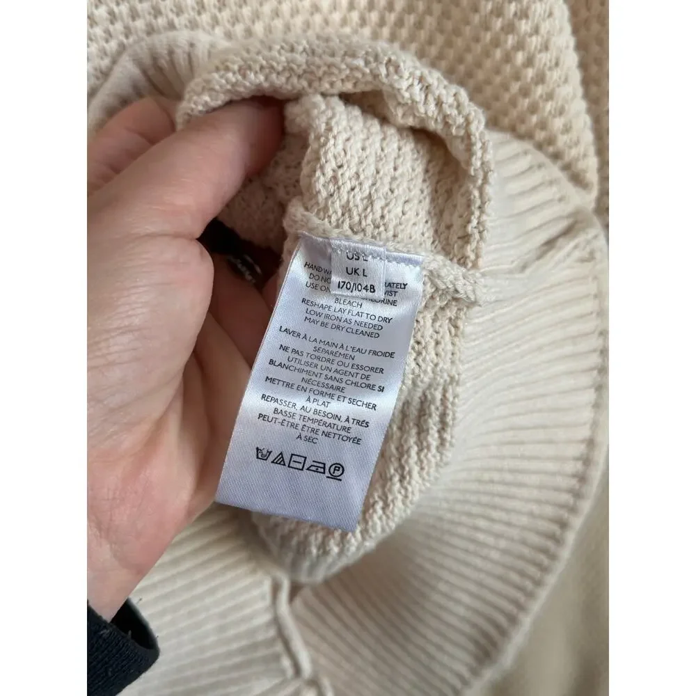 FP Beach Dropped Shoulder Turtleneck Pullover Knit Sweater Cream Women's Large - Picture 6 of 8